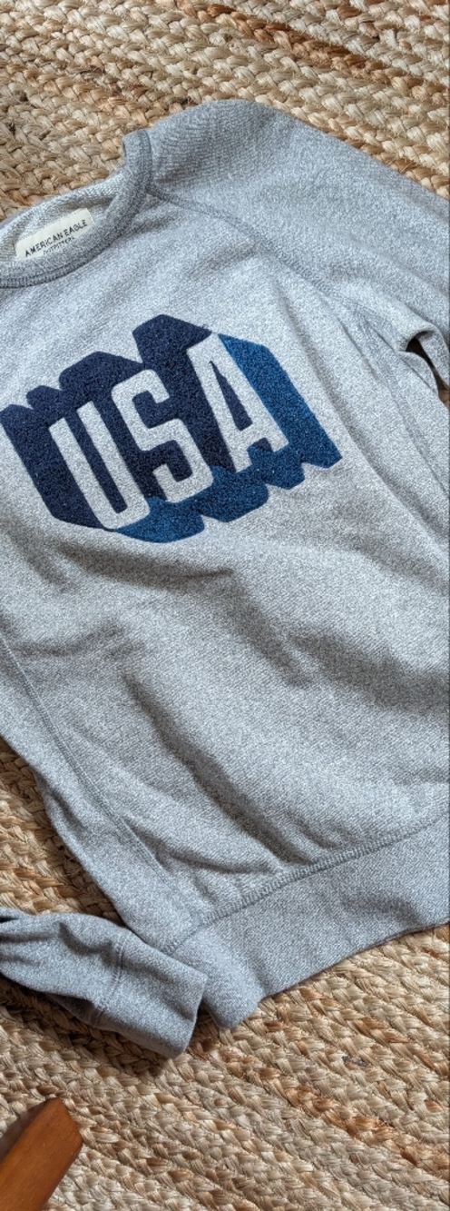 American Eagle Outfitters Gray USA Crewneck Sweater - Men's